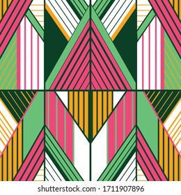 Ornamento geométrico vectorial. 
 Antecedentes abstractos. Ilustración vectorial moderna y contemporánea.  Patrón sin foco de estilo étnico. Impresión geográfica sobre textiles, tela, papel pintado. 