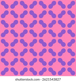 Vector geometric ornament. Abstract seamless pattern with rounded shapes, grid, mesh, lattice, tiles. Cute funky pink and purple background. Retro vintage style texture. Repeating summer geo design