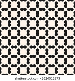 Image vectorielle ornement géométrique. motif harmonieux Abstrait avec formes arrondies, grille, filet, treillis, carreaux. Texture d'arrière-plan noir et blanc simple. Répétition géo design pour impression, décoration, tissu, tapis