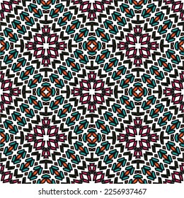Vector geometric ornament in ethnic style. Seamless pattern with  abstract shapes, repeat tiles. Vintage retro texture. . Repeating pattern for decor, fabric,textile and fabric .