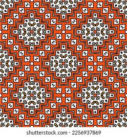 Ornamento geométrico vectorial de estilo étnico. Patrón transparente con formas abstractas, mosaicos repetidos. Textura retro vintage. ... Patrón recurrente para la decoración, tela, textil y tela.