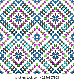Vector geometric ornament in ethnic style. Seamless pattern with  abstract shapes, repeat tiles. Vintage retro texture. . Repeating pattern for decor, fabric,textile and fabric .