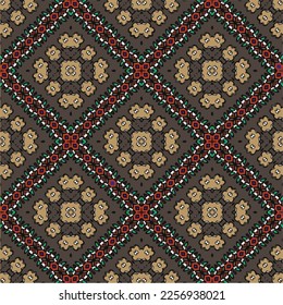 Vector geometric ornament in ethnic style. Seamless pattern with  abstract shapes, repeat tiles. Vintage retro texture. . Repeating pattern for decor, fabric,textile and fabric .