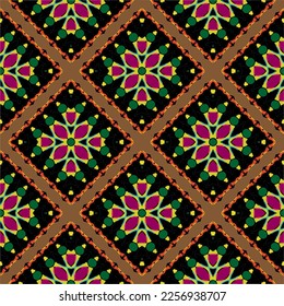 Vector geometric ornament in ethnic style. Seamless pattern with  abstract shapes, repeat tiles. Vintage retro texture.Repeating pattern for decor, fabric,textile and fabric.