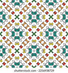 Ornamento geométrico vectorial de estilo étnico. Patrón transparente con formas abstractas, mosaicos repetidos. Textura retro vintage. ... Patrón recurrente para la decoración, tela, textil y tela.