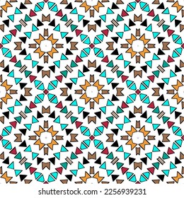 Vector geometric ornament in ethnic style. Seamless pattern with  abstract shapes, repeat tiles. Vintage retro texture. . Repeating pattern for decor, fabric,textile and fabric .