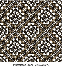 Vector geometric ornament in ethnic style. Seamless pattern with  abstract shapes, repeat tiles. Vintage retro texture.Repeating pattern for decor, fabric,textile and fabric.