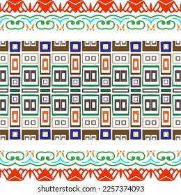 Vector geometric ornament in ethnic style. Seamless pattern with  abstract shapes, repeat tiles. Vintage retro texture.Repeating pattern for decor, fabric,textile and fabric.