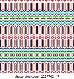 Vector geometric ornament in ethnic style. Seamless pattern with  abstract shapes, repeat tiles. Vintage retro texture.Repeating pattern for decor, fabric,textile and fabric.