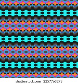 Vector geometric ornament in ethnic style. Seamless pattern with  abstract shapes, repeat tiles. Vintage retro texture.Repeating pattern for decor, fabric,textile and fabric.