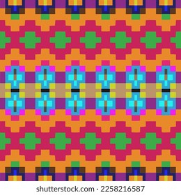 Vector geometric ornament in ethnic style. Seamless pattern with  abstract shapes, repeat tiles. Repeating pattern for decor, fabric,textile and fabric.