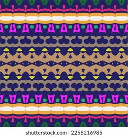 Vector geometric ornament in ethnic style. Seamless pattern with  abstract shapes, repeat tiles. Repeating pattern for decor, fabric,textile and fabric.