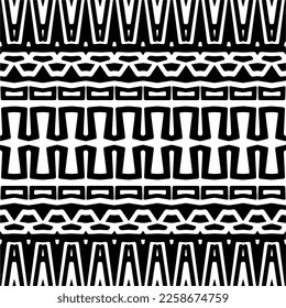 Ornamento geométrico vectorial de estilo étnico. Patrón transparente con formas abstractas, mosaicos repetidos. Patrón repetitivo de decoración, tela, tejido y tela.