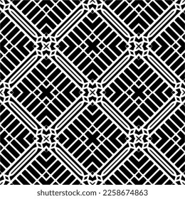 Vector geometric ornament in ethnic style. Seamless pattern with  abstract shapes,Black and white color. Repeating pattern for decor, textile and fabric.