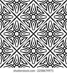 Vector geometric ornament in ethnic style. Seamless pattern with  abstract shapes,Black and white color. Repeating pattern for decor, textile and fabric.