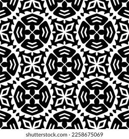 Vector geometric ornament in ethnic style. Seamless pattern with  abstract shapes,Black and white color. Repeating pattern for decor, textile and fabric.
