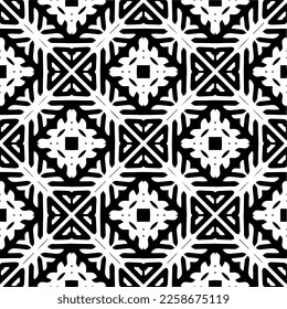 Vector geometric ornament in ethnic style. Seamless pattern with  abstract shapes,Black and white color. Repeating pattern for decor, textile and fabric.