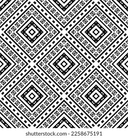 Vector geometric ornament in ethnic style. Seamless pattern with  abstract shapes,Black and white color. Repeating pattern for decor, textile and fabric.
