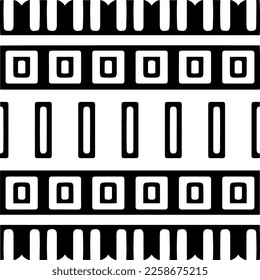 Vector geometric ornament in ethnic style. Seamless pattern with  abstract shapes,Black and white color. Repeating pattern for decor, textile and fabric.