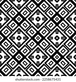 Vector geometric ornament in ethnic style. Seamless pattern with  abstract shapes,Black and white color. Repeating pattern for decor, textile and fabric.