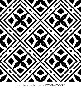 Ornamento geométrico vectorial de estilo étnico. Patrón sin brillo con formas abstractas,Color negro y blanco. Patrón repetitivo de decoración, textil y de tela.