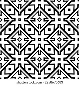 Ornamento geométrico vectorial de estilo étnico. Patrón sin brillo con formas abstractas,Color negro y blanco. Patrón repetitivo de decoración, textil y de tela.