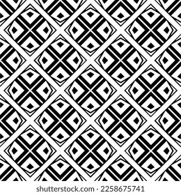 Ornamento geométrico vectorial de estilo étnico. Patrón sin brillo con formas abstractas,Color negro y blanco. Patrón repetitivo de decoración, textil y de tela.