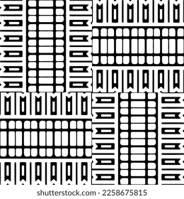 Ornamento geométrico vectorial de estilo étnico. Patrón sin brillo con formas abstractas,Color negro y blanco. Patrón repetitivo de decoración, textil y de tela.