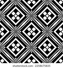 Ornamento geométrico vectorial de estilo étnico. Patrón sin brillo con formas abstractas,Color negro y blanco. Patrón repetitivo de decoración, textil y de tela.