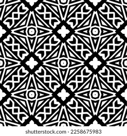Vector geometric ornament in ethnic style. Seamless pattern with  abstract shapes,Black and white color. Repeating pattern for decor, textile and fabric.