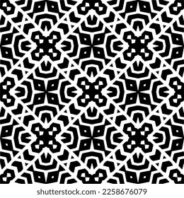 Vector geometric ornament in ethnic style. Seamless pattern with  abstract shapes,Black and white color. Repeating pattern for decor, textile and fabric.