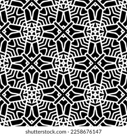 Vector geometric ornament in ethnic style. Seamless pattern with  abstract shapes,Black and white color. Repeating pattern for decor, textile and fabric.