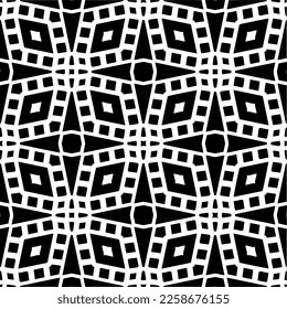 Vector geometric ornament in ethnic style. Seamless pattern with  abstract shapes,Black and white color. Repeating pattern for decor, textile and fabric.