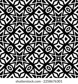 Ornamento geométrico vectorial de estilo étnico. Patrón sin brillo con formas abstractas,Color negro y blanco. Patrón repetitivo de decoración, textil y de tela.