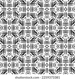 Vector geometric ornament in ethnic style. Seamless pattern with  abstract shapes,Black and white color. Repeating pattern for decor, textile and fabric.
