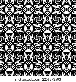 Ornamento geométrico vectorial de estilo étnico. Patrón sin brillo con formas abstractas,Color negro y blanco. Patrón repetitivo de decoración, textil y de tela.