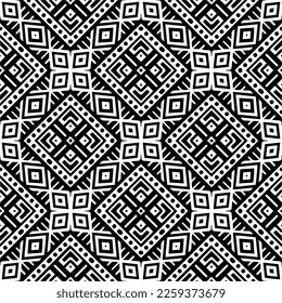 Vector geometric ornament in ethnic style. Seamless pattern with  abstract shapes,Black and white color. Repeating pattern for decor, textile and fabric.