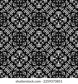 Vector geometric ornament in ethnic style. Seamless pattern with  abstract shapes,Black and white color. Repeating pattern for decor, textile and fabric.
