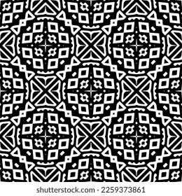 Vector geometric ornament in ethnic style. Seamless pattern with  abstract shapes,Black and white color. Repeating pattern for decor, textile and fabric.