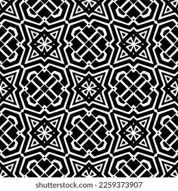 Vector geometric ornament in ethnic style. Seamless pattern with  abstract shapes,Black and white color. Repeating pattern for decor, textile and fabric.