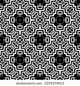 Vector geometric ornament in ethnic style. Seamless pattern with  abstract shapes,Black and white color. Repeating pattern for decor, textile and fabric.