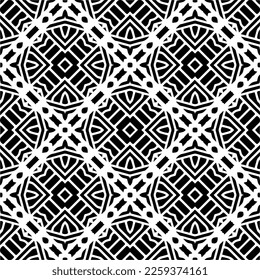 Ornamento geométrico vectorial de estilo étnico. Patrón sin brillo con formas abstractas,Color negro y blanco. Patrón repetitivo de decoración, textil y de tela.