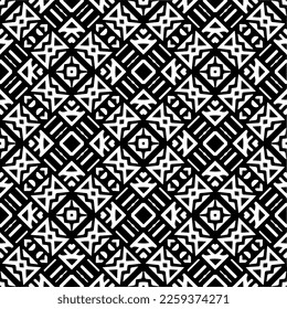 Ornamento geométrico vectorial de estilo étnico. Patrón sin brillo con formas abstractas,Color negro y blanco. Patrón repetitivo de decoración, textil y de tela.