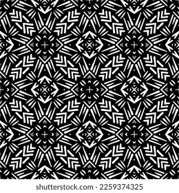 Vector geometric ornament in ethnic style. Seamless pattern with  abstract shapes,Black and white color. Repeating pattern for decor, textile and fabric.