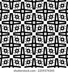 Vector geometric ornament in ethnic style. Seamless pattern with  abstract shapes,Black and white color. Repeating pattern for decor, textile and fabric.