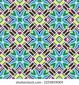 Vector geometric ornament in ethnic style. Seamless pattern with  abstract shapes, repeat tiles. Repeating pattern for decor, textile and fabric.