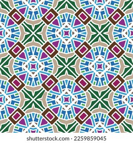 Vector geometric ornament in ethnic style. Seamless pattern with  abstract shapes, repeat tiles. Repeating pattern for decor, textile and fabric.