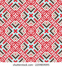 Vektorgeometrische Ornamente im ethnischen Stil. Nahtloses Muster mit abstrakten Formen, wiederholten Fliesen. Wiederholte Muster für Dekoration, Textilien und Stoff.