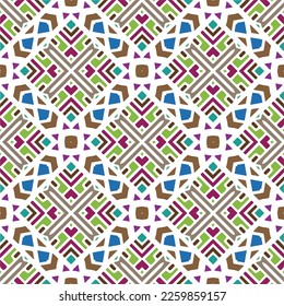 Vector geometric ornament in ethnic style. Seamless pattern with  abstract shapes, repeat tiles. Repeating pattern for decor, textile and fabric.