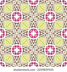 Vector geometric ornament in ethnic style. Seamless pattern with  abstract shapes, repeat tiles. Repeating pattern for decor, textile and fabric.